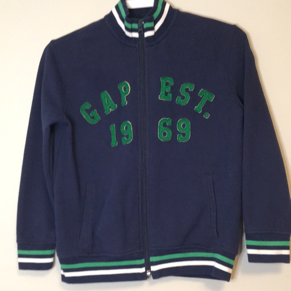 GAP Kids navy blue varsity jacket